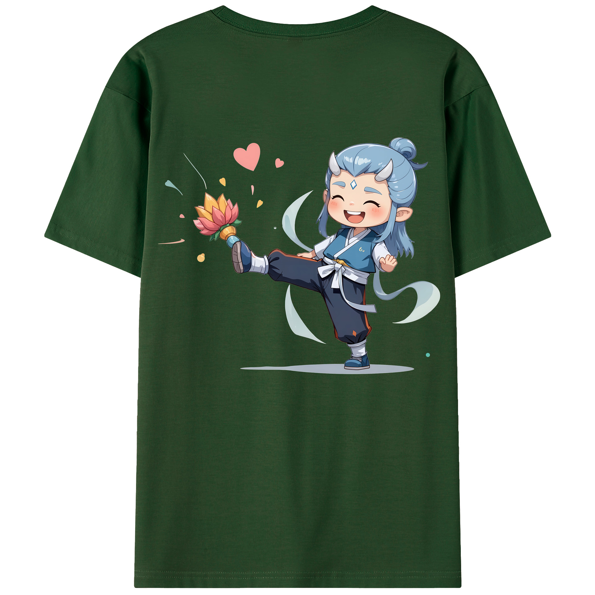 （画像用） Ne Zha 2 ナタ 魔童の大暴れ 綿100％半袖Tシャツ（背面プリント）